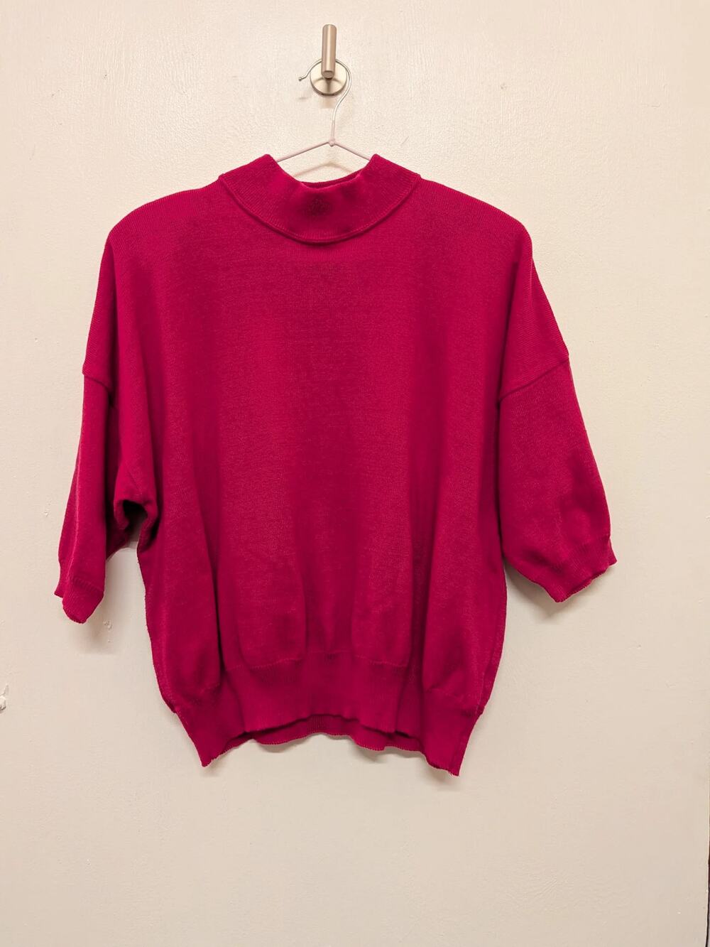 Tricot Boz Mock Neck Cotton Knit Top Pink Size L
